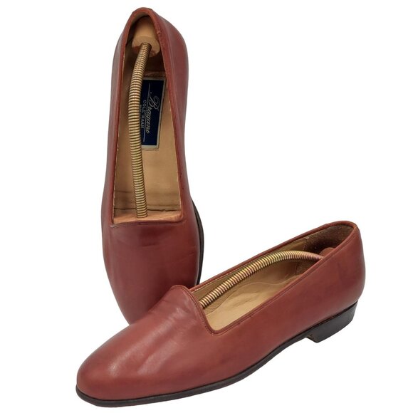 Vintage Bragano Cole Haan Italy Men 8M Brown Calfskin Classic Loafers Dress Shoe - Picture 9 of 13